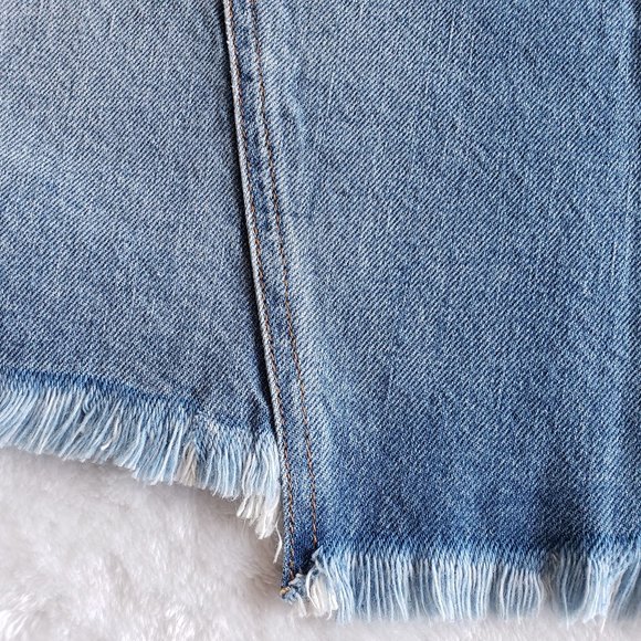 BLDWN Andie Asymmetric Frayed A Line Blue Denim Skirt SZ 24 - Picture 8 of 15